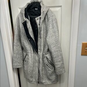 Like new, MS Mode European Quilted grey and white with black accent Jacket